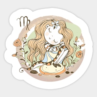 Zodiac Virgo Cute Kid Design Horoscope Gift Sticker